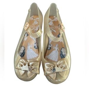 Mini Melissa Disney‎ Princess Gold Crown Jelly Shoes Girls Size 4